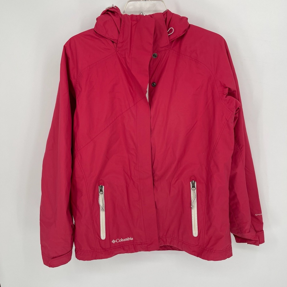 Columbia Women's Pink Omni-Tech Waterproof Hooded Windbreaker Rain Jacket Size M